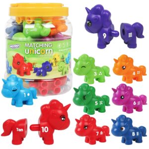 WOOPIE Värvinumbrite õppimise komplekt Montessori Ükssarviku figuurid "Match the Numbers" kokkupanemiseks 13 tk.