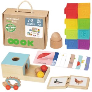 WOOPIE GREEN Box XXL Montessori õppekast 6in1 Sensoorne 7-8 kuud 26 tk. FSC