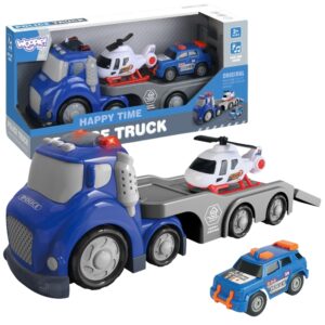 WOOPIE Blue Police Puksiirauto City Truck Heli- ja valgusefektid