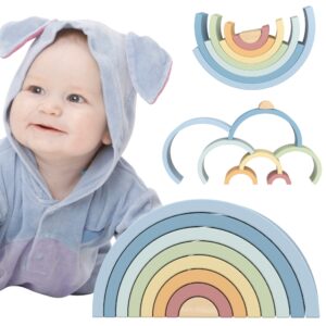 TOOKY TOY pastell Pusle Montessori vikerkaare puitklotsid