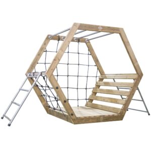 CLASSIC WORLD EDU puidust mänguväljak XXL kuusnurkne ronimiskomplekt