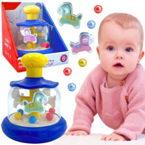 WOOPIE BABY Värvilised hobused Sinine pallidega vurrkarussell