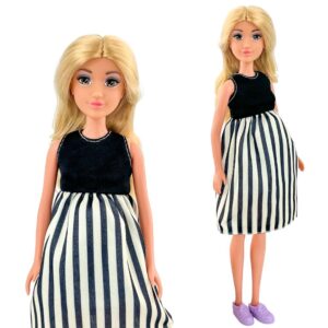 WOOPIE ROYAL Raseda Lily Doll Must-valge triibuline kleit