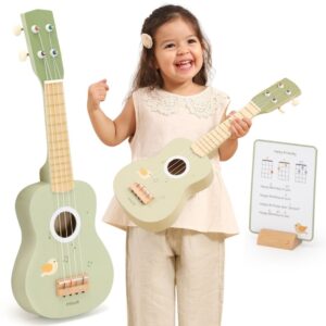 VIGA PUIDUST UKULELE LASTELE ROHELINE NOOTIDEGA